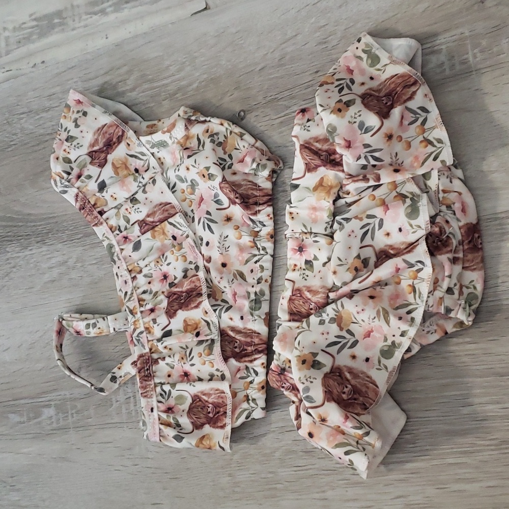2 piece Highland cow swim suit 2T New
